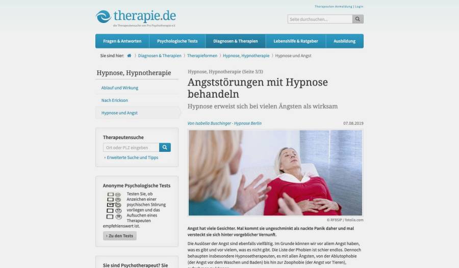 New Professional Article about Anxiety Disorders at therapie.de!